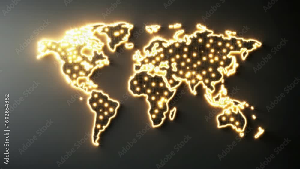 Aufkleber abstract glowing world map with bright lines representing global connectivity and digital communicat