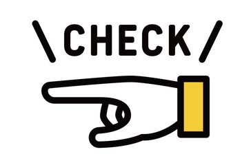 シンプルな指差しアイコン　イラスト　手　注目　確認　ポイント　アドバイス　チェック　指を差す　重要