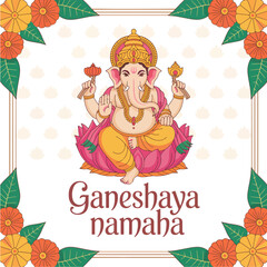 Flat background for Ganesh Chaturthi celebration vector illustration