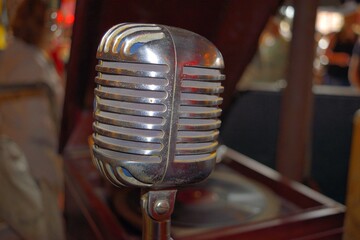 retro microphone on stage