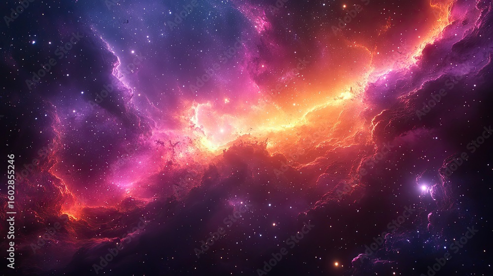 Poster deep universe environment showing endless star fields, warped light, and dreamy color transitions in