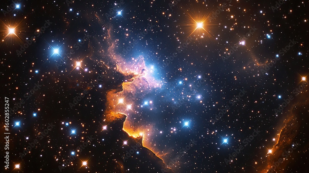 Poster deep universe environment showing endless star fields, warped light, and dreamy color transitions in