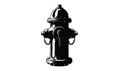 Fototapeta premium Black and white illustration of a standard fire hydrant on white background. Vector retro hand drawn illustration.