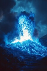 Massive Blue Lava Eruption with Explosive Cinematic Effects