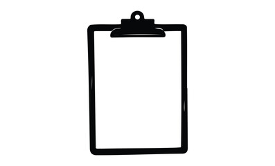 Blank clipboard icon on white background. Vector retro hand drawn illustration.