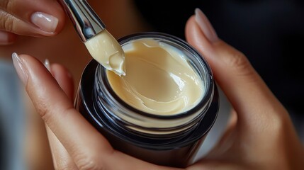 Woman Applying Moisturizer Cream on Her Face Close Up