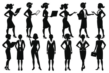 Obraz premium Silhouette Collection of Businesswomen in Various Poses