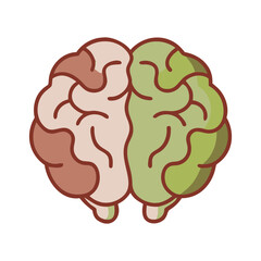 Two Tone Illustrated Human Brain Icon