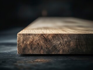 Close-Up of a Wooden Tabletop on a Dark Blurred Background