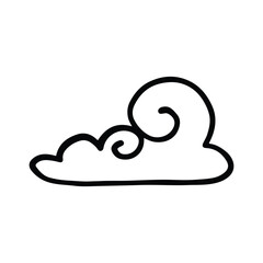 Hand Drawn Cloud Icon Vector Illustration. Simple doodle of fluffy clouds brings joy to children as they imagine their shapes