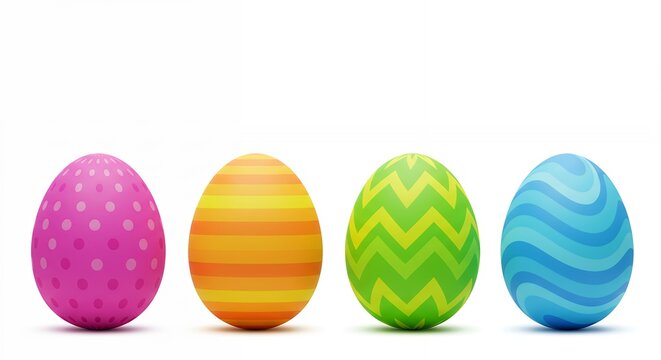 Colorful easter eggs displayed against white background