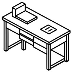 Minimal Isometric Office Desk Scene