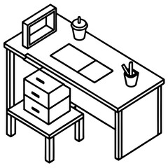 Minimal Isometric Office Desk Scene