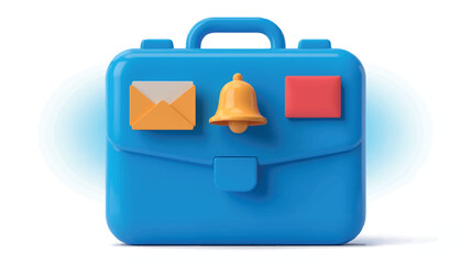 Obraz premium Bright blue 3d rendered briefcase with rounded edges and top handle