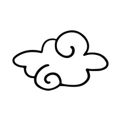 Hand Drawn Cloud Icon Vector Illustration. Simple doodle of fluffy clouds brings joy to children as they imagine their shapes