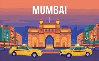 Flat Mumbai illustration city vector illustration
