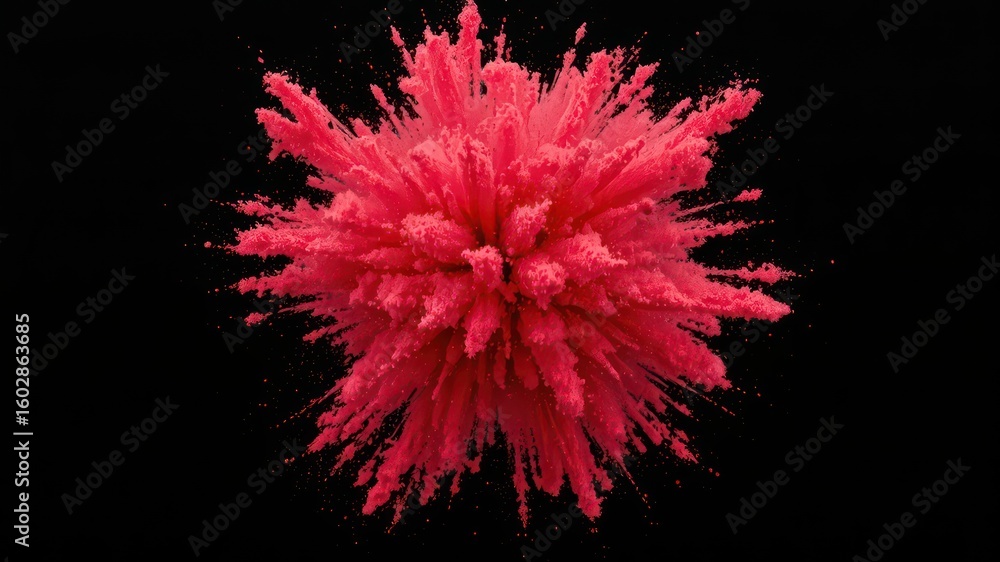 Poster crimson color eruption a vibrant display of powdered pigment exploding against a deep black backdrop