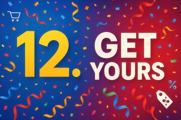 Fototapeta premium Promotional graphic featuring large numbers 