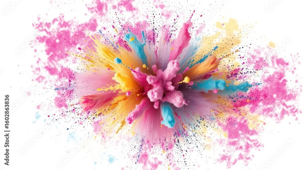 Poster vibrant explosion of colorful pigments creates a dynamic display of energy and movement against a st