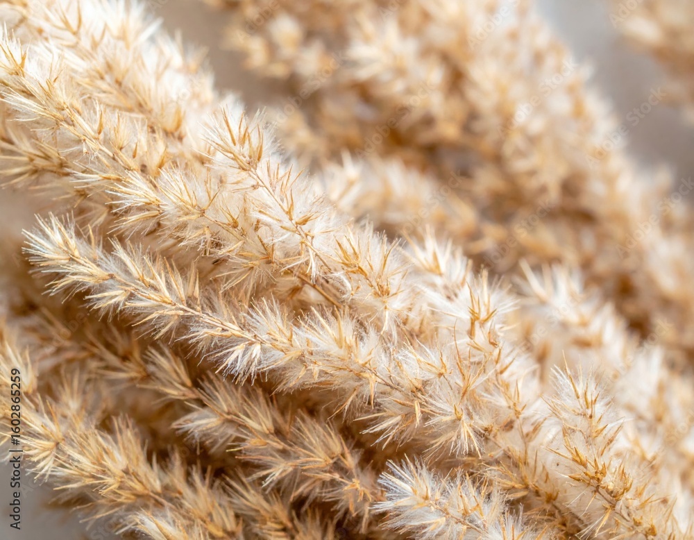 Poster close up of dried wheat grass showing texture and patterns in neutral tones