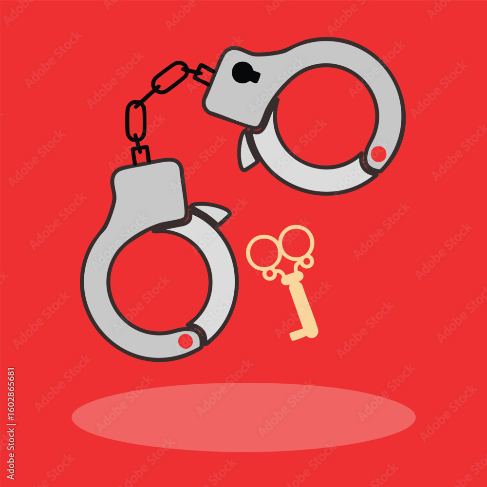 Aufkleber simple and clear handcuff with key icon_expanded line icon design