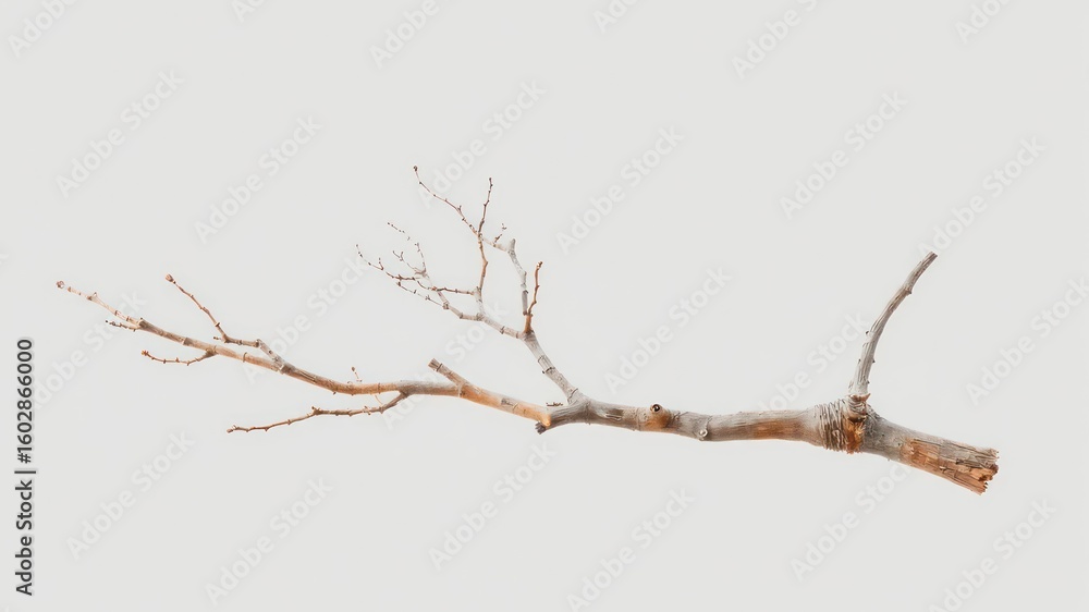 Poster minimalist image of a bare tree branch with small buds on a pale background indicating the changing 
