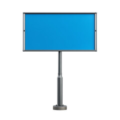 Blue blank sign on pole. suitable for customizable messages and advertisement isolated on transparent background png