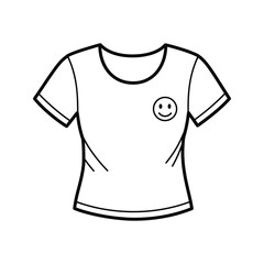 Cute Smiley Face TShirt Design Womens Short Sleeve Crew Neck Tee Illustration