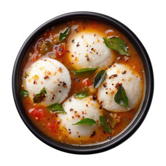  food idli sambar Indian in a bowl isolated on transparent background png