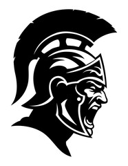 silhouette logo illustration head spartan army with helmet