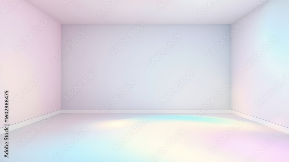 Aufkleber empty room with soft pastel walls and light reflection creating a dreamy and serene minimalist aesth
