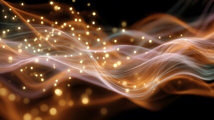 Abstract Energy Manifested in Sinuous Curves and Radiant Fluid Transitions Amid an Electrifying Aura