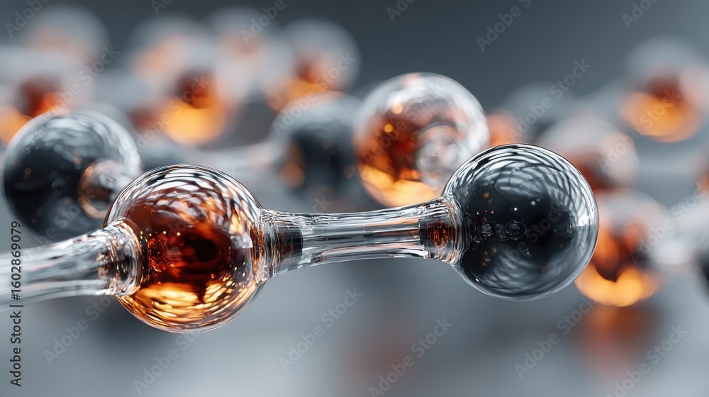 Poster glass pipe containing liquid illustrating ai-driven corporate mesh concept with minimalist network o