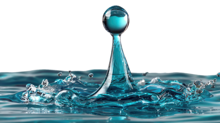 Water Droplet Dynamics: A captivating image showcasing the elegance and energy of a singular water droplet interacting with the liquid surface, creating a visual symphony of movement and form.