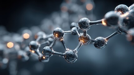 Detailed molecular structure featuring numerous small spheres depicting connections and interactions in scientific research