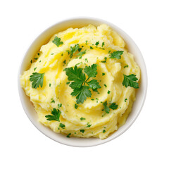  mashed potatoes with parsley in a bowl isolated on transparent background png

