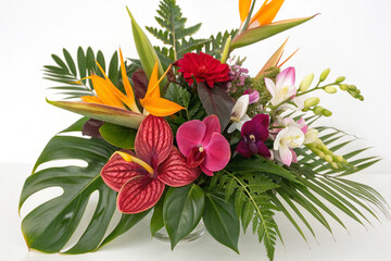 Obraz premium Vibrant tropical floral arrangement with exotic blooms