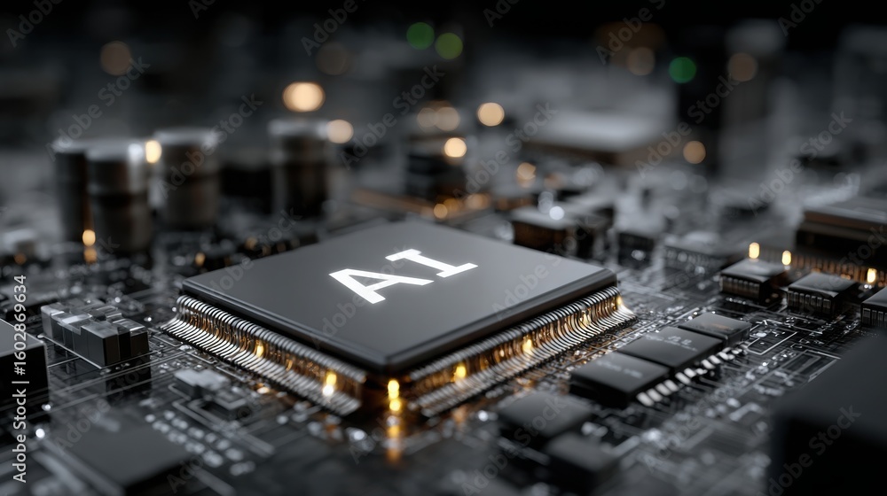 Poster close-up view of a computer processor highlighting the importance of ai integration matrix in modern