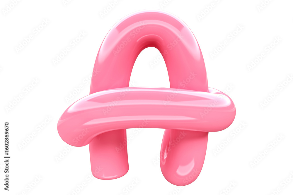 Poster 3d glossy candy alphabet letter a. high quality 3d rendering single-line font design element.