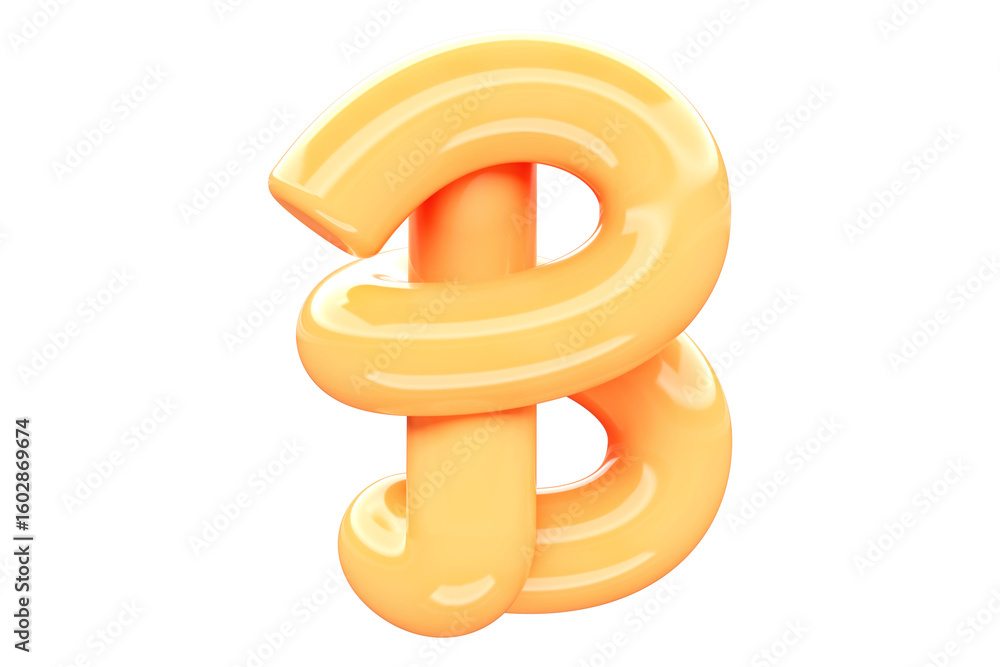 Aufkleber sweet bubble gum 3d font character b. high quality 3d rendering playful typography element.