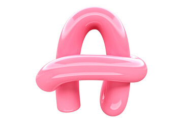 3D Glossy candy alphabet letter A. High quality 3D rendering single-line font design element.