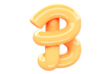 Sweet bubble gum 3D font character B. High quality 3D rendering playful typography element.