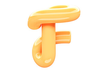 Single-line 3D Font. Letter F high quality 3D rendering in bright glossy style.