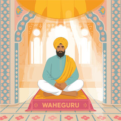 Sikh religion, Illustration of an old person in a religious setting 