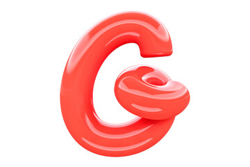 Colorful letter G. High quality 3D rendering vibrant typography with soft plastic effect.