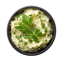  mashed potatoes with parsley in a bowl isolated on transparent background png
