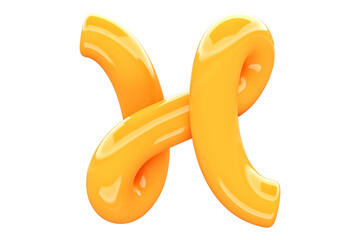 3D Glossy candy alphabet letter H. High quality 3D rendering single-line font design element.