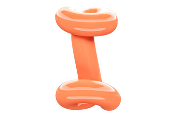 Sweet bubble gum 3D font character I. High quality 3D rendering playful typography element.