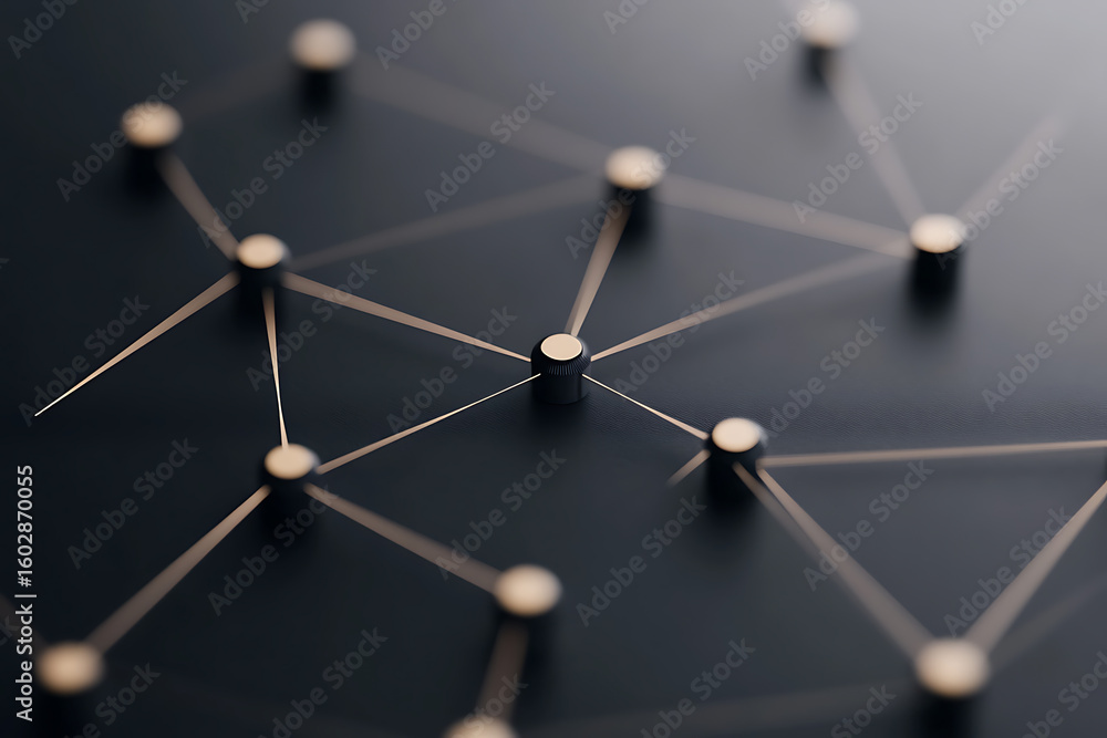 Poster interconnected nodes: a minimalist representation of network connectivity, data flow, or the intrica