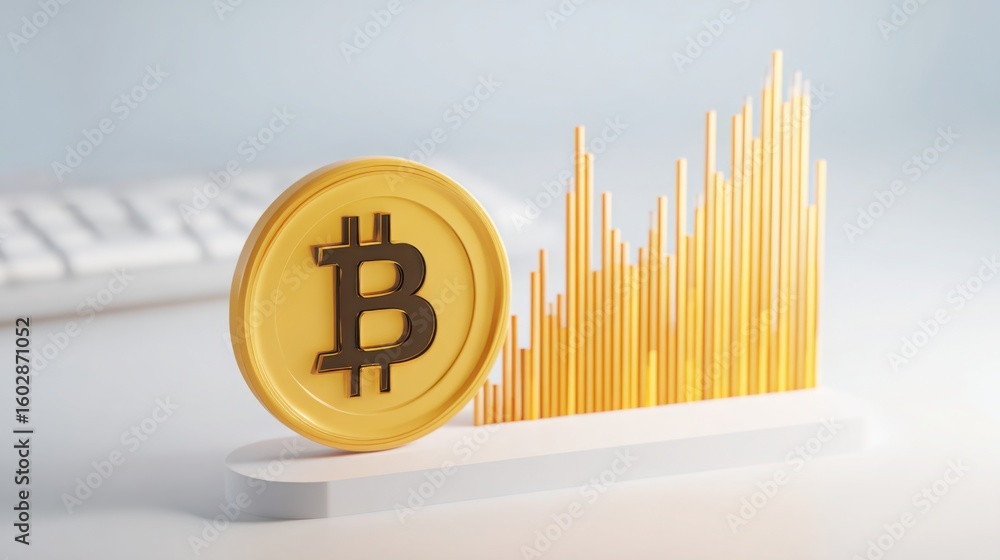 Poster minimalist bitcoin on white background representing quantum signal radar for advanced digital monito
